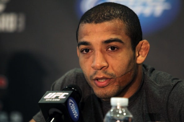 Featherweight Champion Jose Aldo attends the UFC 136 pre-fight press conference at the Toyota Center on October 5, 2011 in Houston, Texas. 