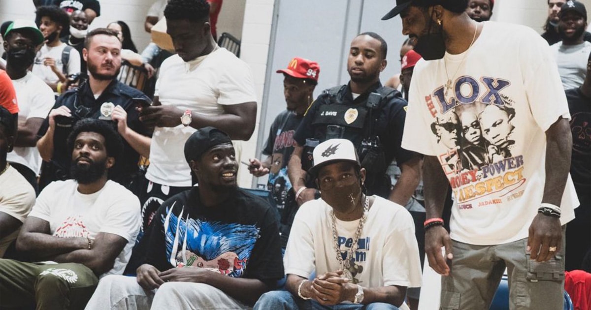 rapper sheck wes attends basketball game with travis scott, meeting kyrie irving