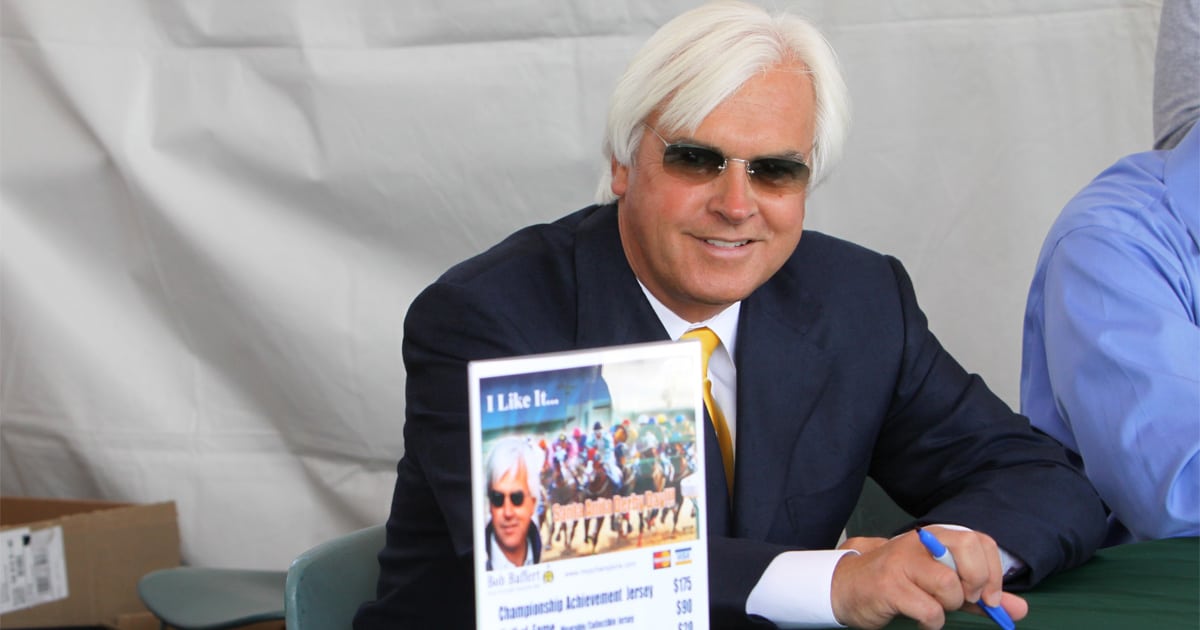 racehorse trainer bob baffert signs autographs at santa anita park in 2010