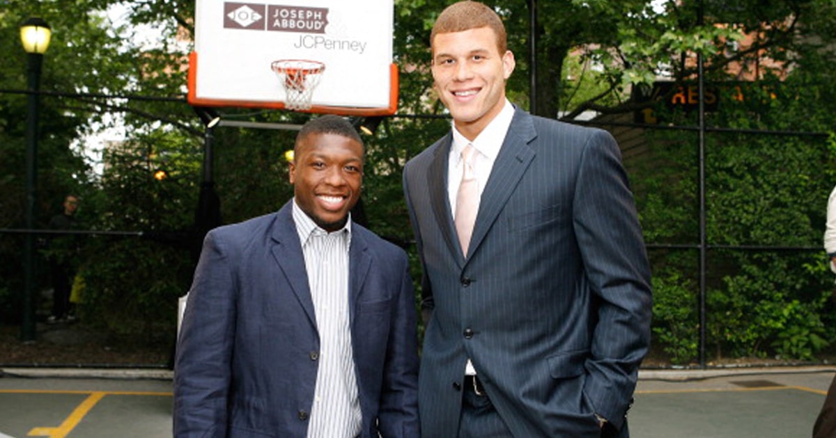 nba player nate robinson and blake griffin attend the 2009 fall collection preview for joesph abboud