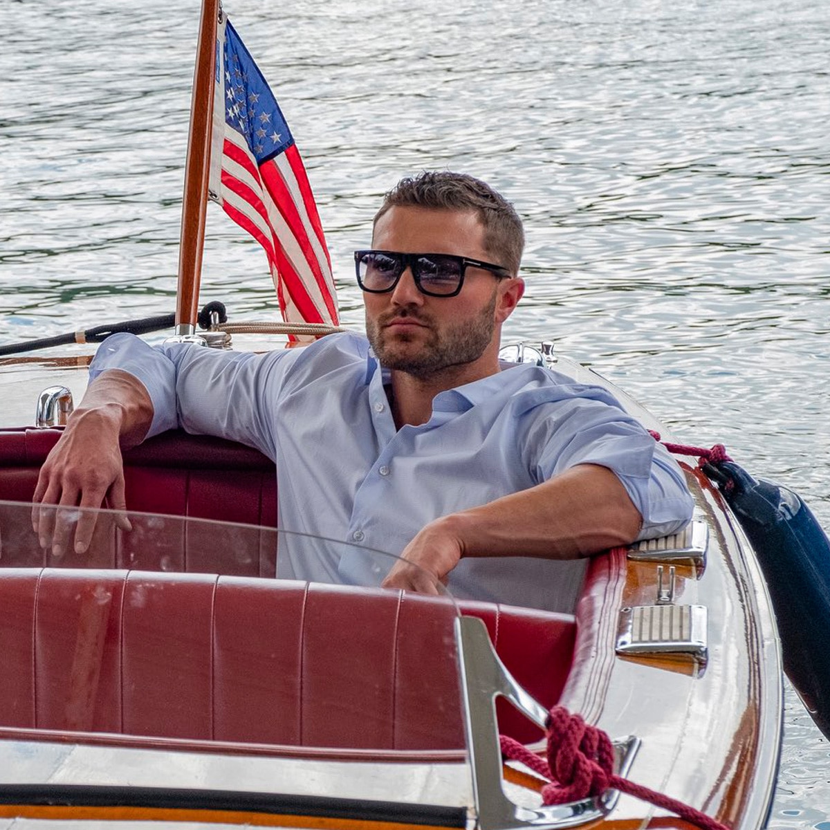 entrepreneur steven mcbee rides in 1950s chris craft boat