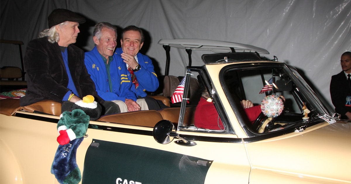 actor tony dow with ken osmond and jerry mathers at the hollywood christmas parade in 2013