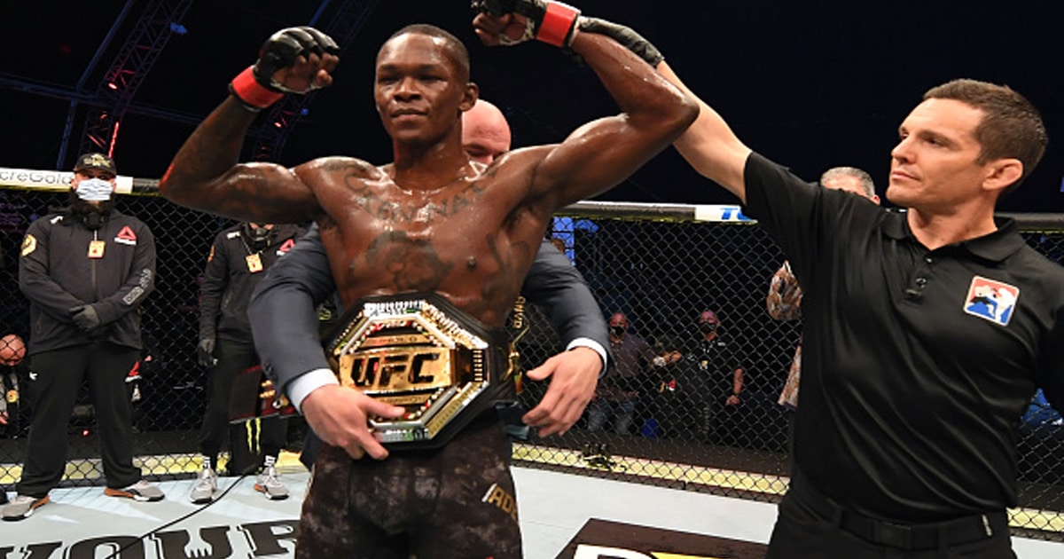 ufc middleweight israel adesanya receives championship belt after ufc 253 win