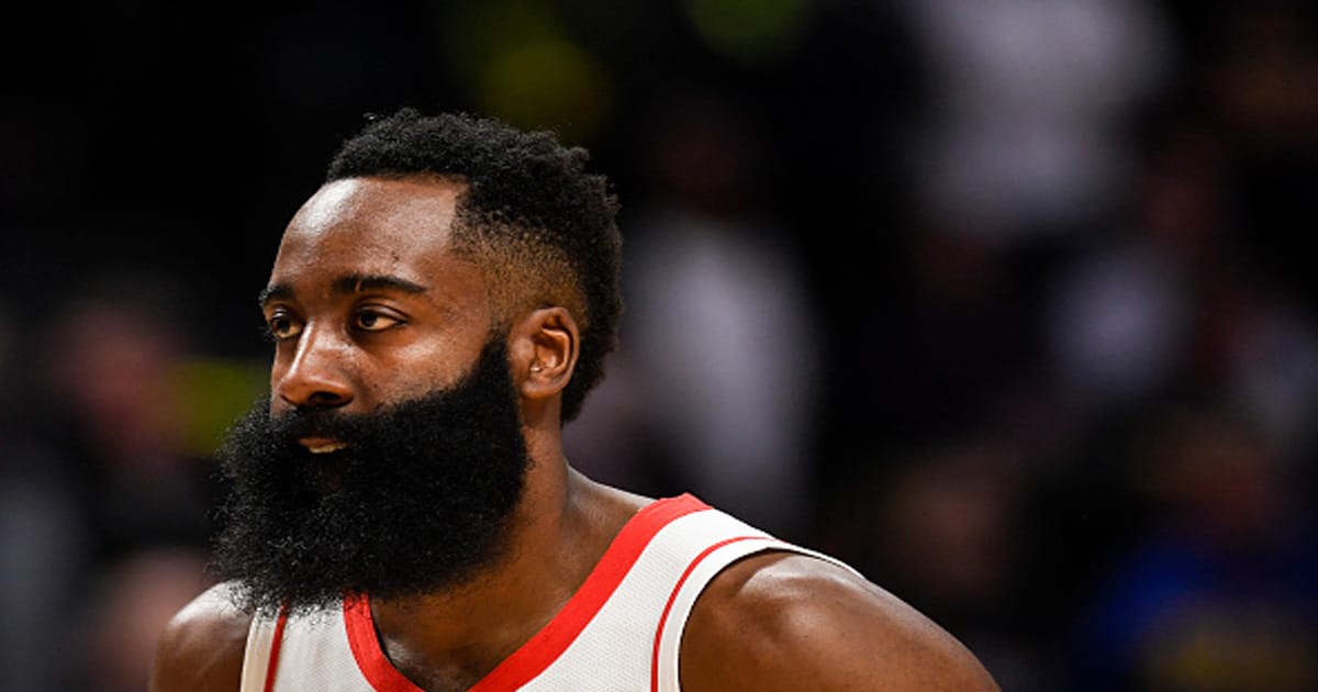 richest athletes James Harden (13) of the Houston Rockets bites his beard