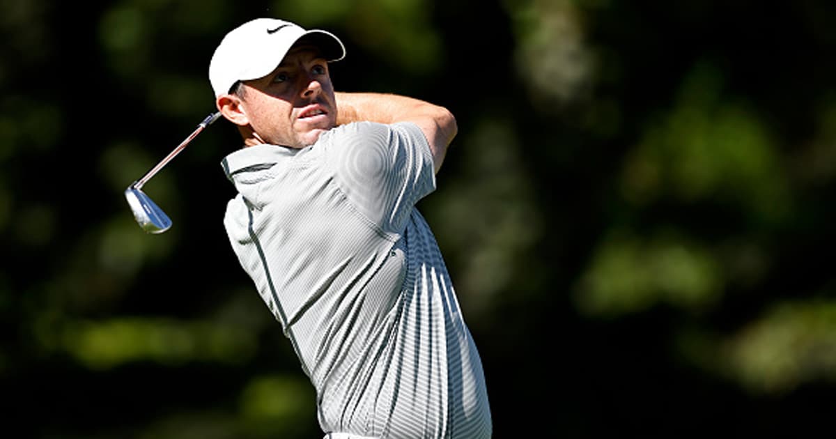 golfer rory mcilroy looks at shot after swing