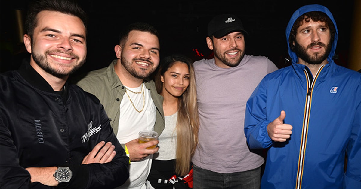 internet personality valkyrae attends 100 thieves x totino's presents lil dicky 