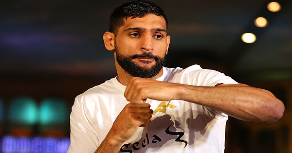 Amir Khan trains during a BOXXER Media work out ahead of his fight against Kell Brook