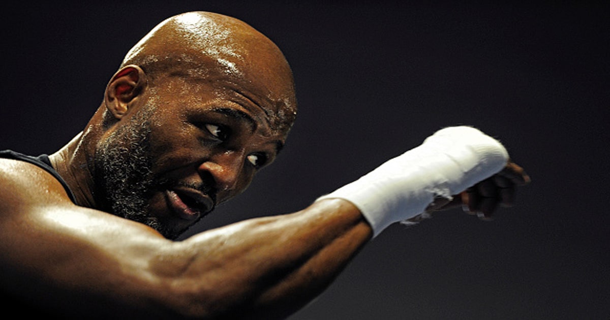 Bernard Hopkins shadow boxes during a media workout at the Joe Hand Boxing Gym