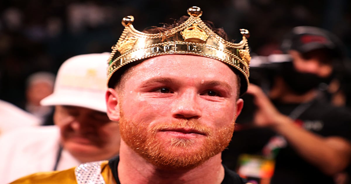 Canelo Alvarez celebrates after his 11th round technical knock out of Caleb Plant