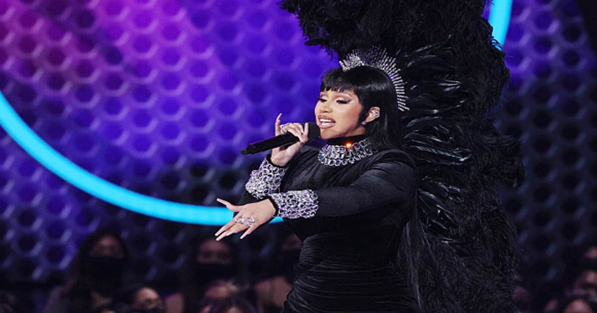 richest female rappers Cardi B speaks onstage during the 2021 American Music Awards 