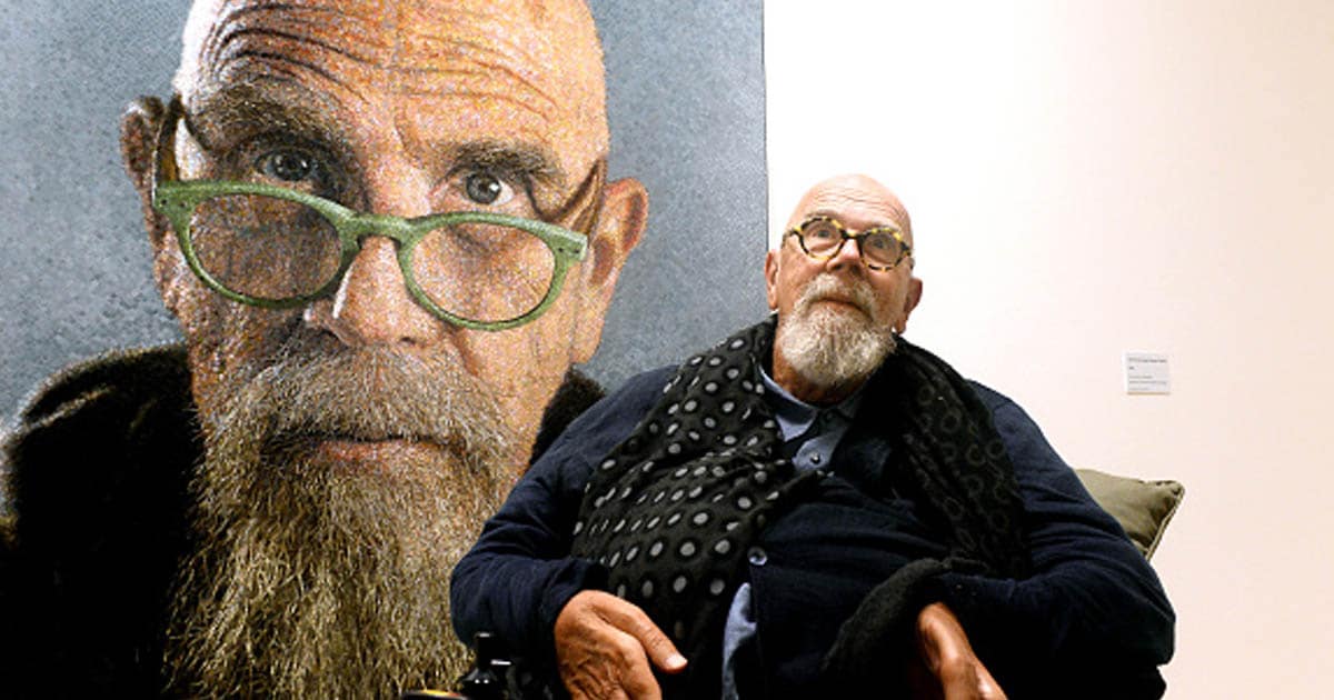 richest painters American photographer and artist Chuck Close attends the inauguration of his exhibition "Mosaics"
