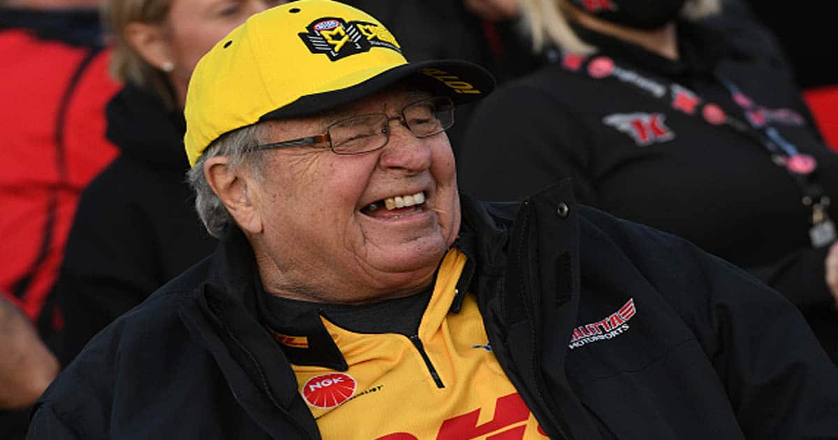 Connie Kalitta smiles in victory lane after his nephew Doug Kalitta (2) Kalitta Motorsports Mac Tools Top Fuel Dragster wins