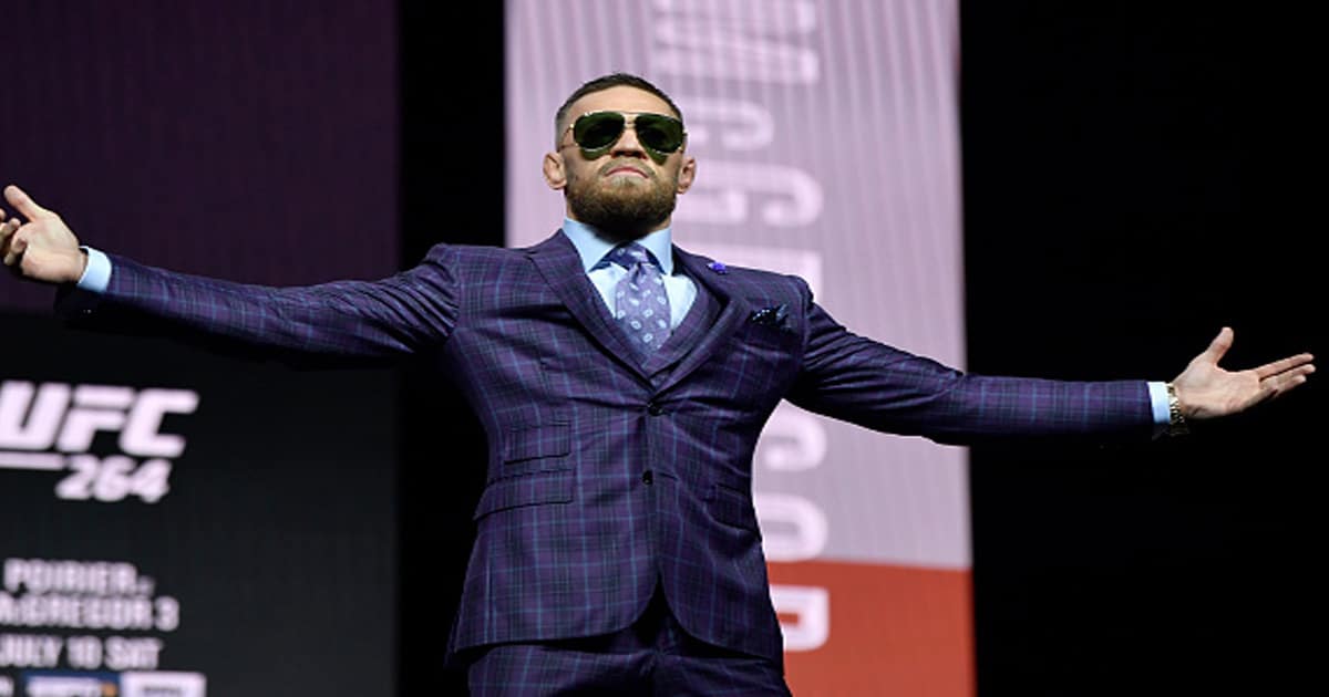 richest mma fighters Conor McGregor of Ireland walks on stage during the UFC 264 press conference