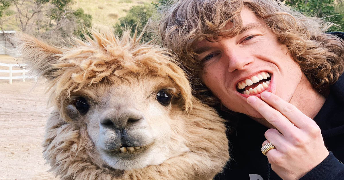 youtuber danny duncan takes selfie with llama 
