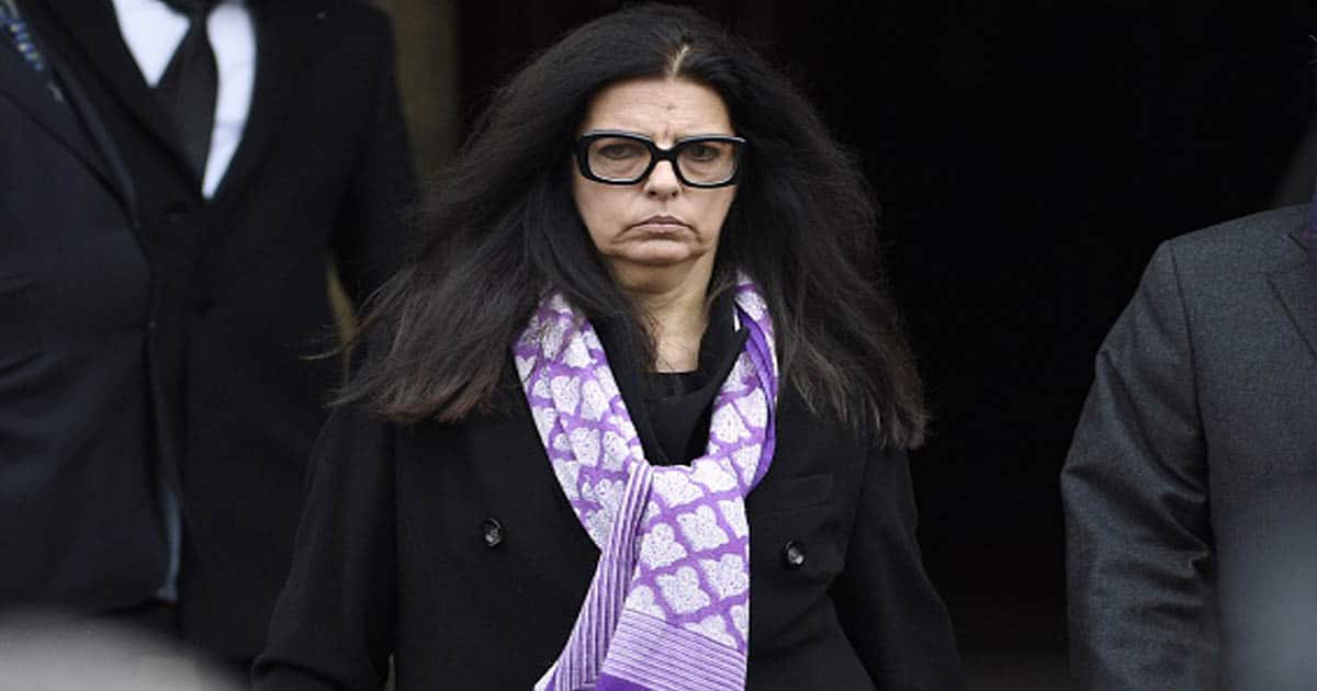 richest women in the world Francoise Bettencourt-Meyers leaves after attending the funeral ceremony