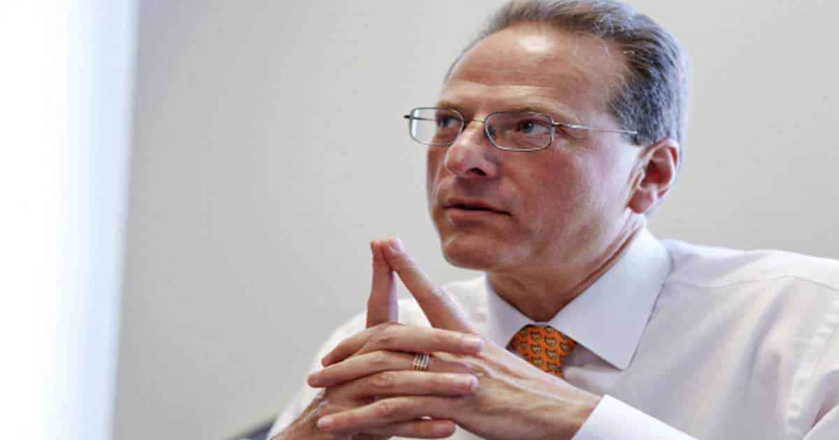 Henry Samueli speaks during an interview in his office at the company's headquarters