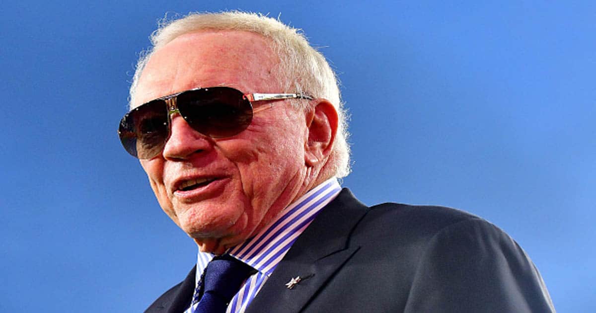 Jerry Jones of the Dallas Cowboys looks on before the game against the Tampa Bay Buccaneers