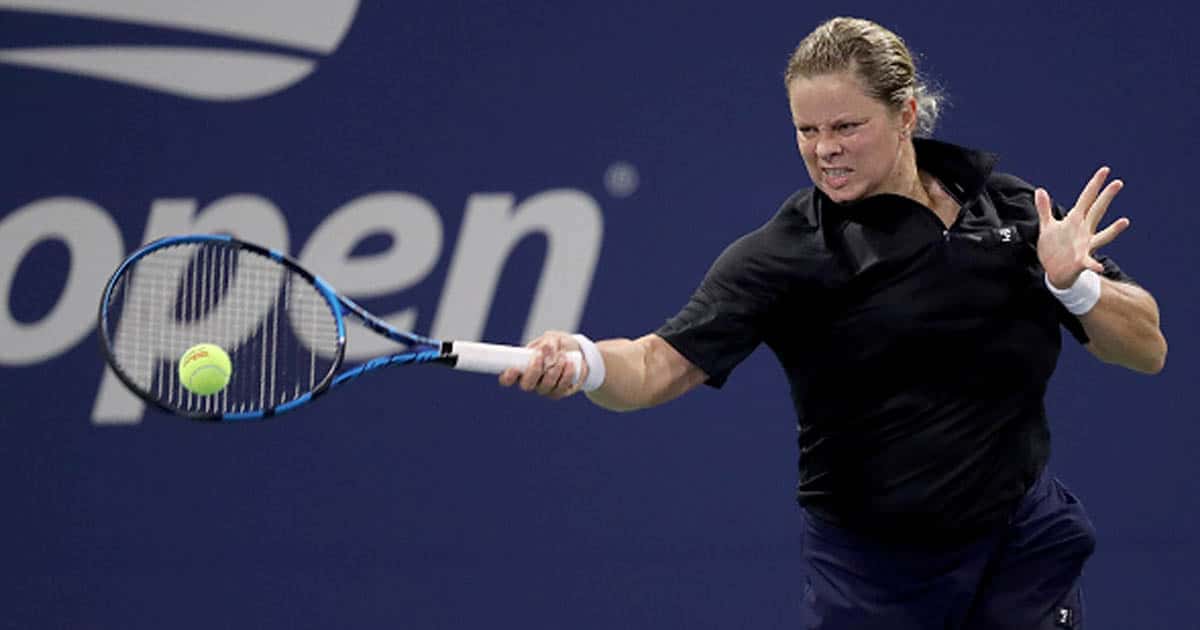 richest wta players Kim Clijsters of Belgium returns a volley during her Women's Singles first round match
