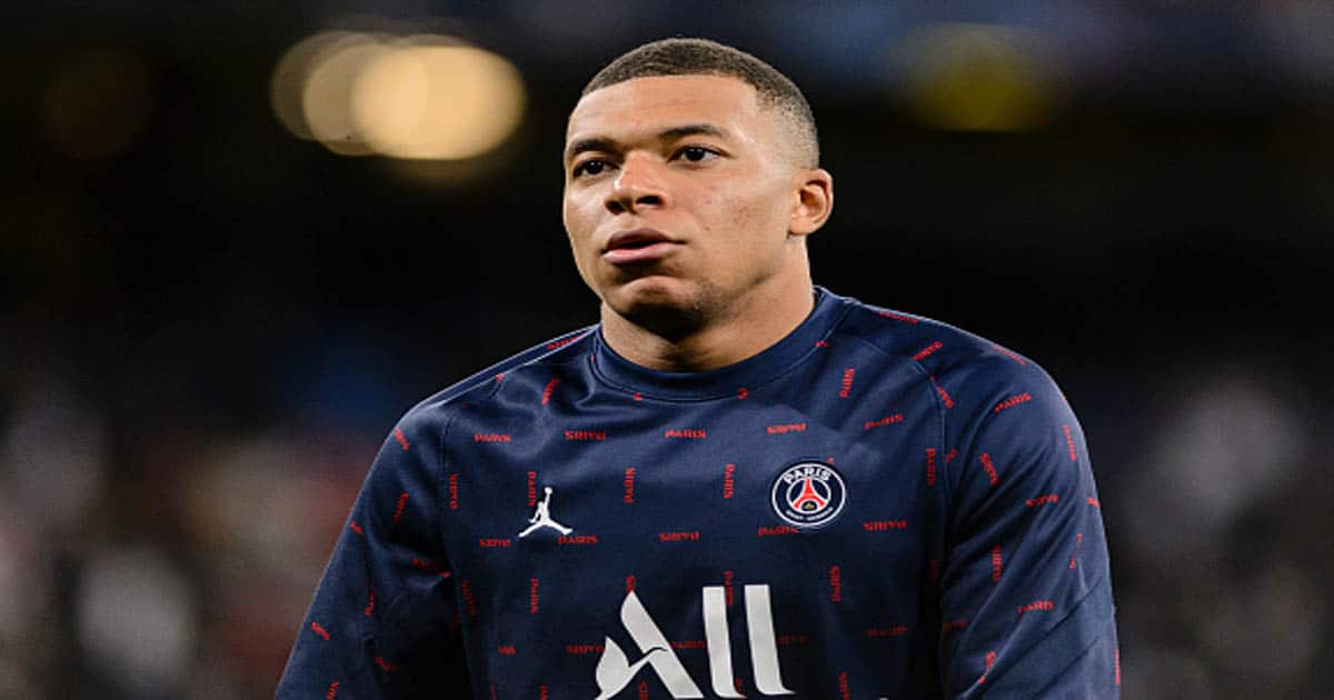 richest soccer players Kylian Mbappe of Paris Saint Germain warming up during the UEFA Champions League