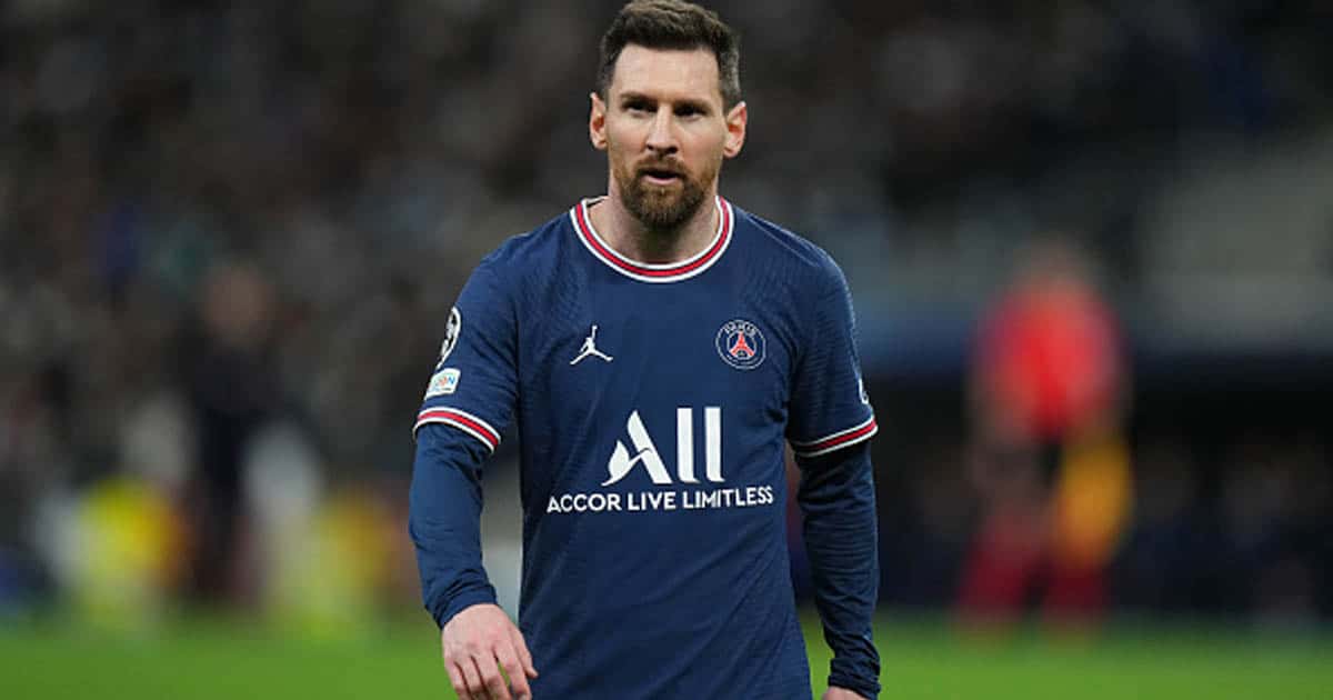 Lionel Messi of Paris Saint-Germain looks on during the UEFA Champions League