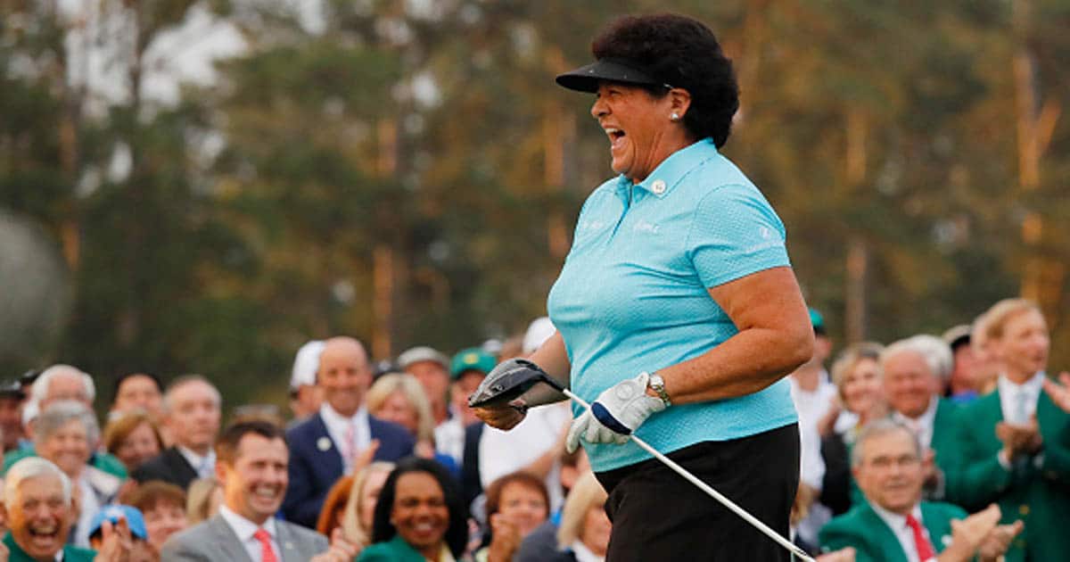 Nancy Lopez of the United States takes part in the First Tee ceremony 