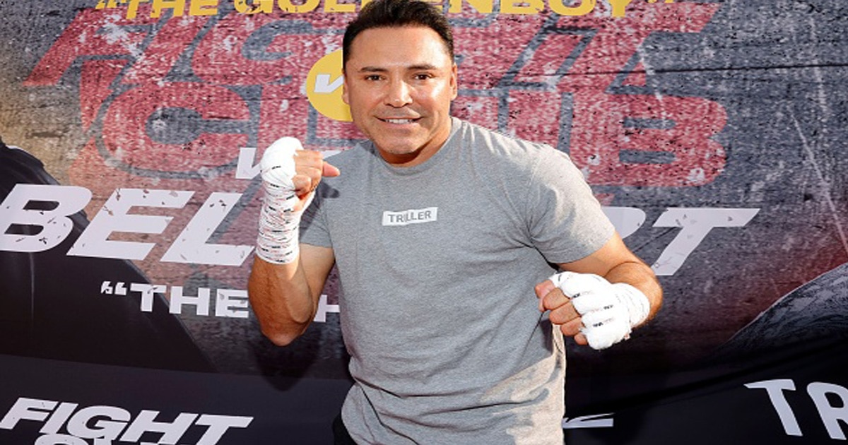 richest boxers Oscar De La Hoya attends an open to the public media workout