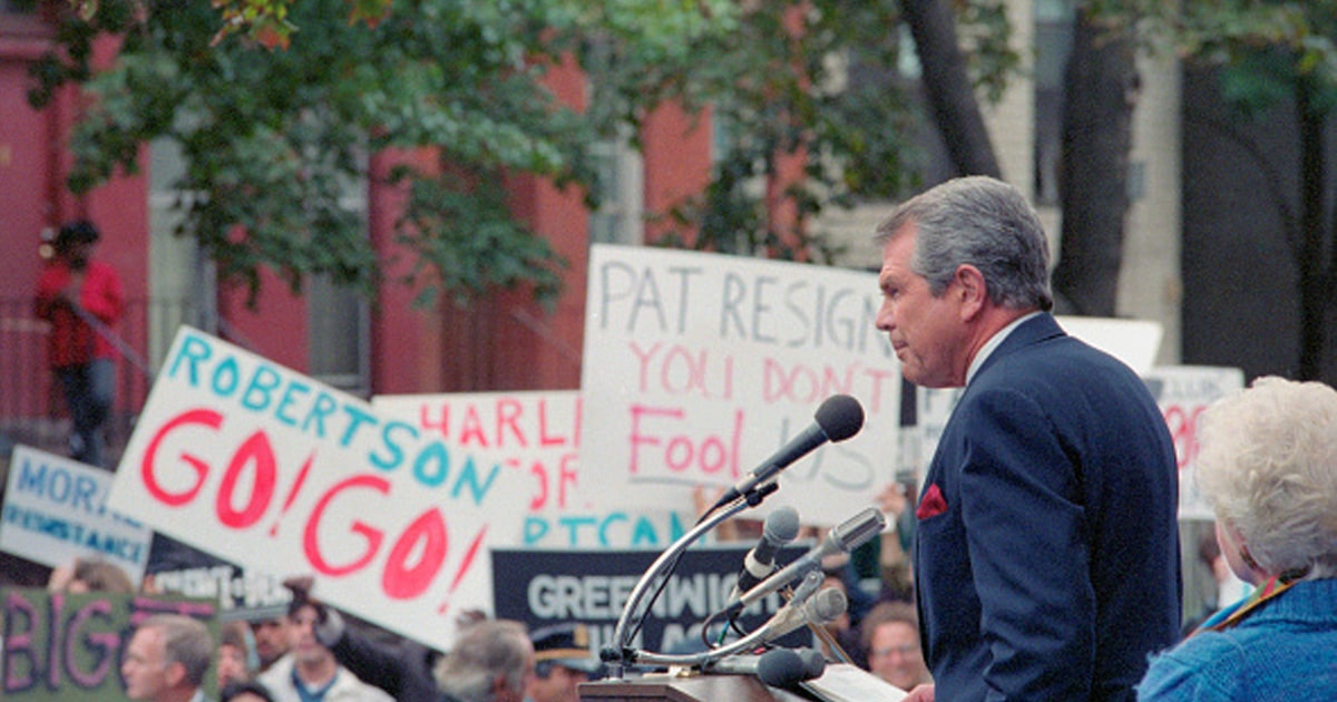 evangelist pat robertson speaks in brooklyn's bedford-stuyvesant section