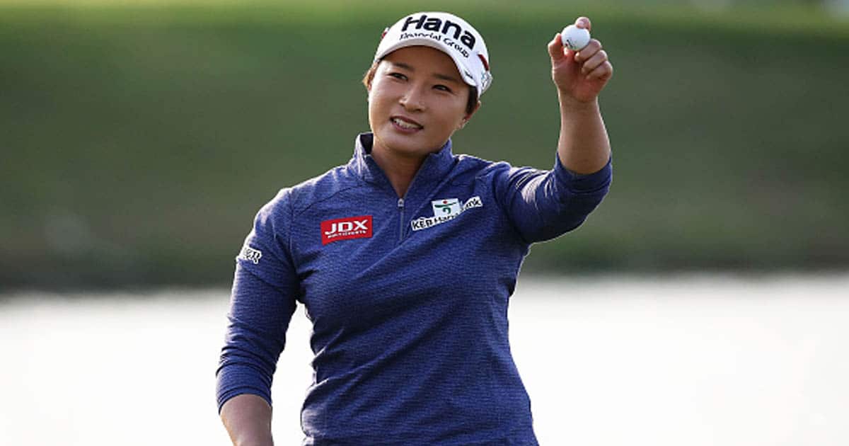 Se-Ri Pak of South Korea reacts after her putt on the 18th green
