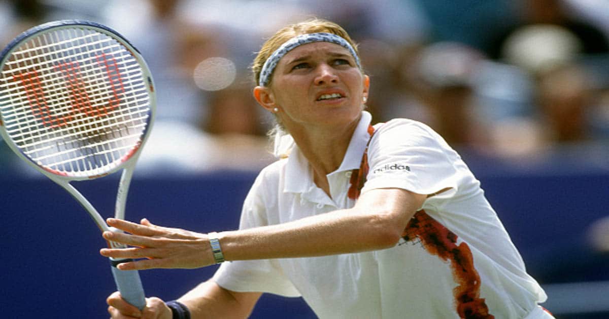 richest wta players Steffi Graf of Germany in action during the women 1995 U.S. Open Tennis Tournament