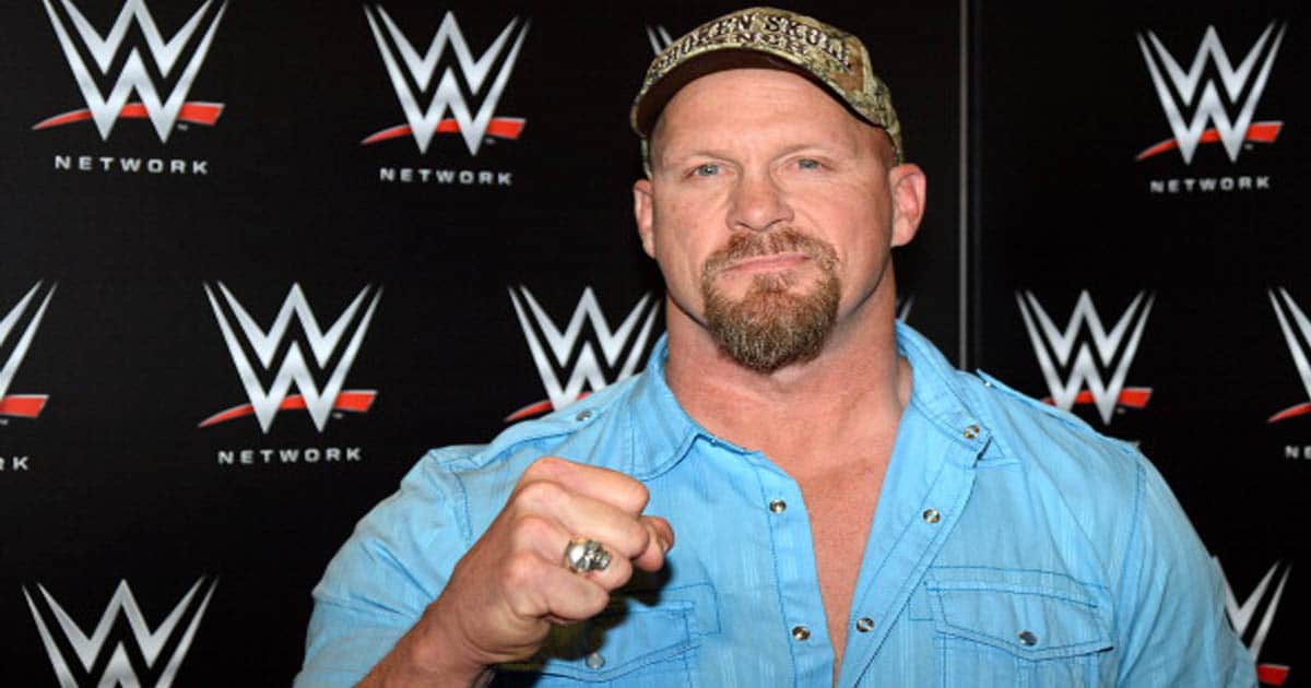 Actor and WWE personality "Stone Cold" Steve Austin appears at a news conference announcing the WWE Network