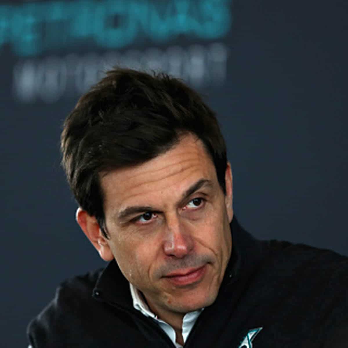 Toto Wolff looks on during the launch of the Mercedes Formula One team's 2018 car