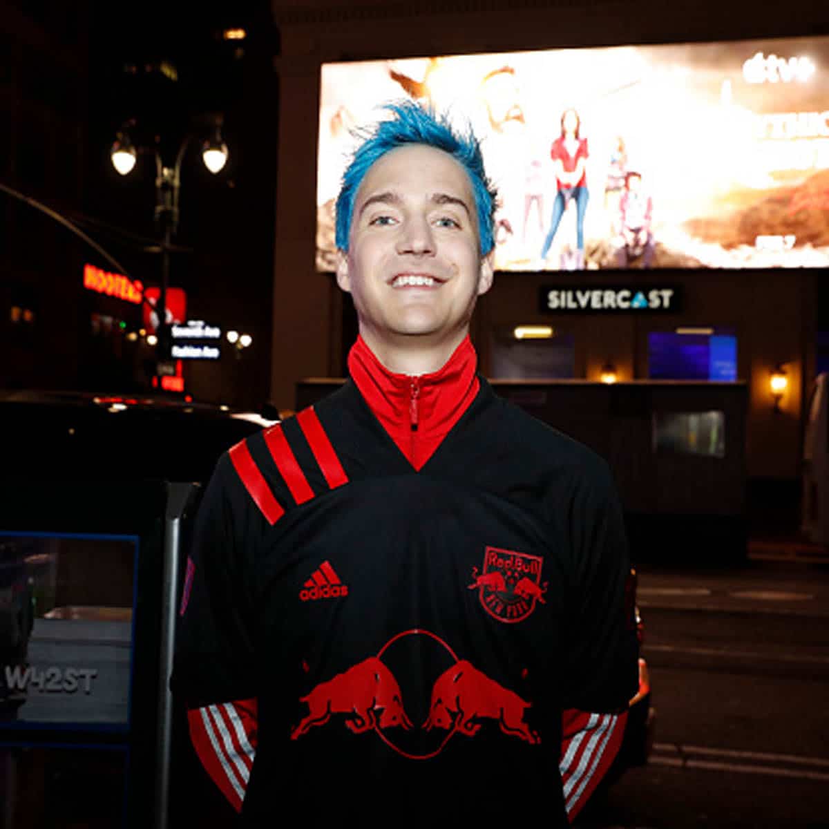 Tyler Blevins poses for a photo outside after the unveiling of the MLS/Adidas 2020 Club
