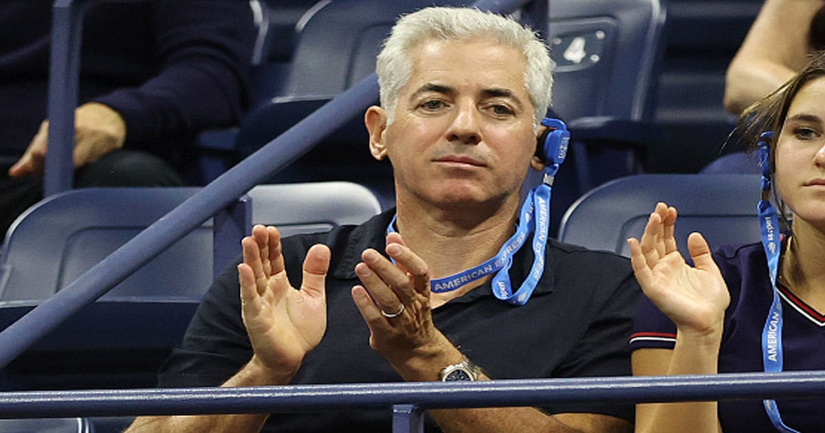 Bill Ackman, investor, watches as Emma Raducanu of Great Britain plays against Maria Sakkari 