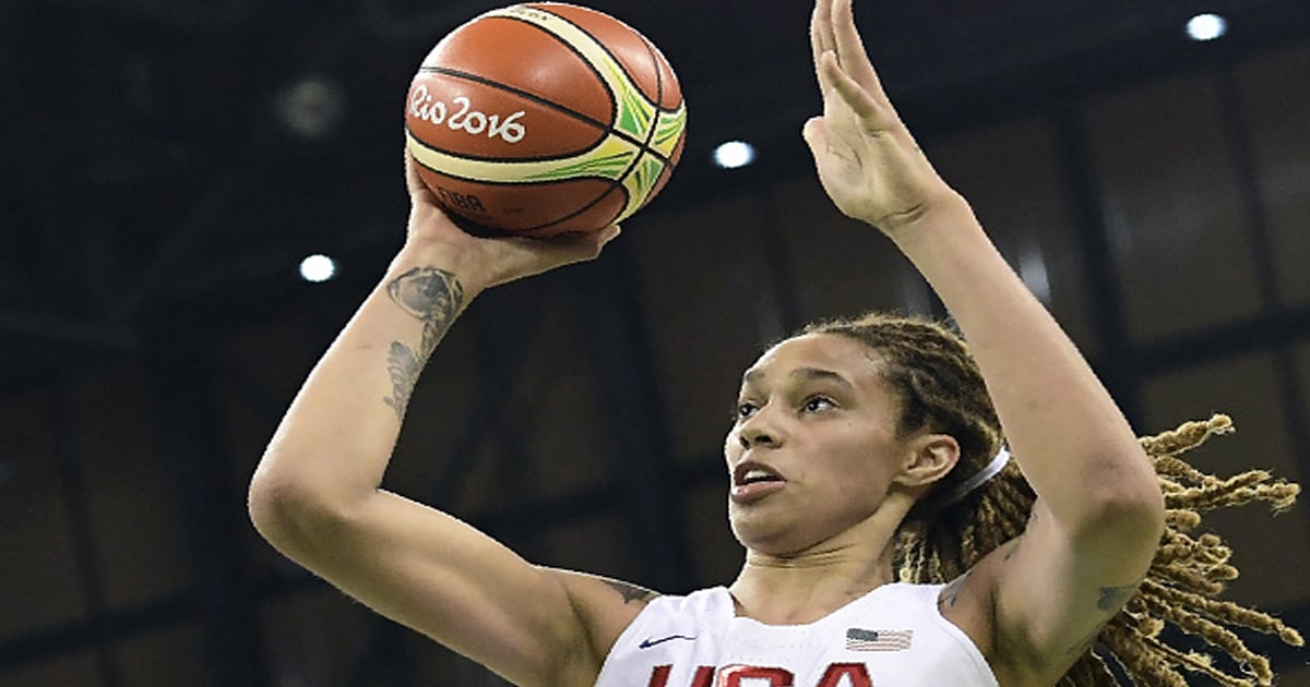 Brittney Griner goes to the basket during a Women's round Group B basketball match
