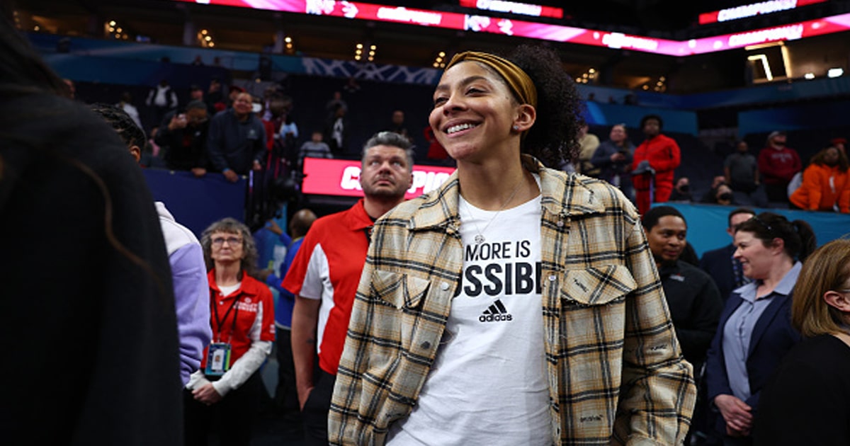  Candace Parker spotted at NCAA Women’s Championship game in adidas ‘More Is Possible’ tee