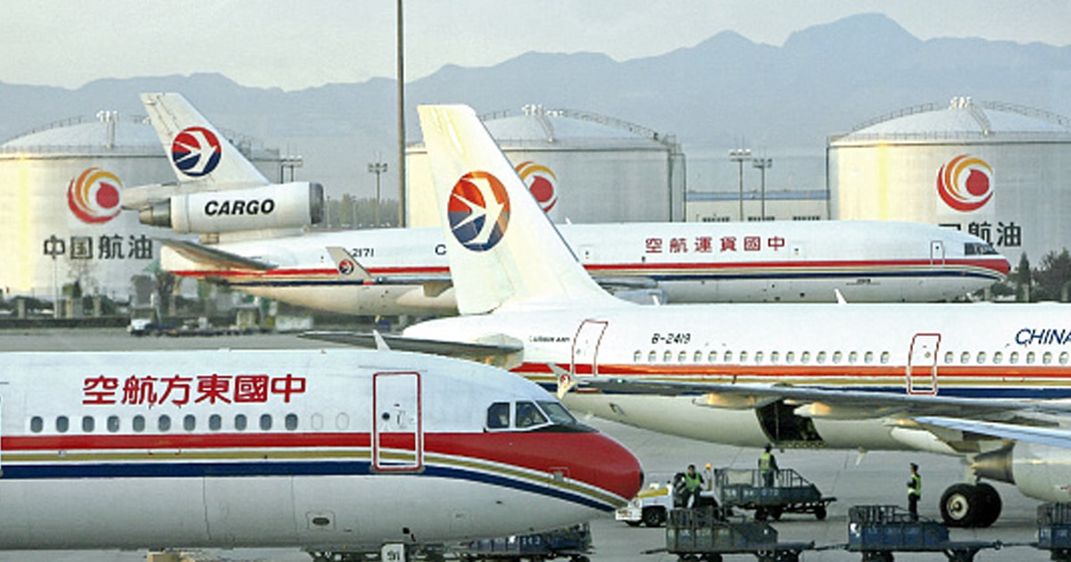 richest airlines China Eastern Airlines aircrafts sit on the tarmac of the International Airport in Beijing