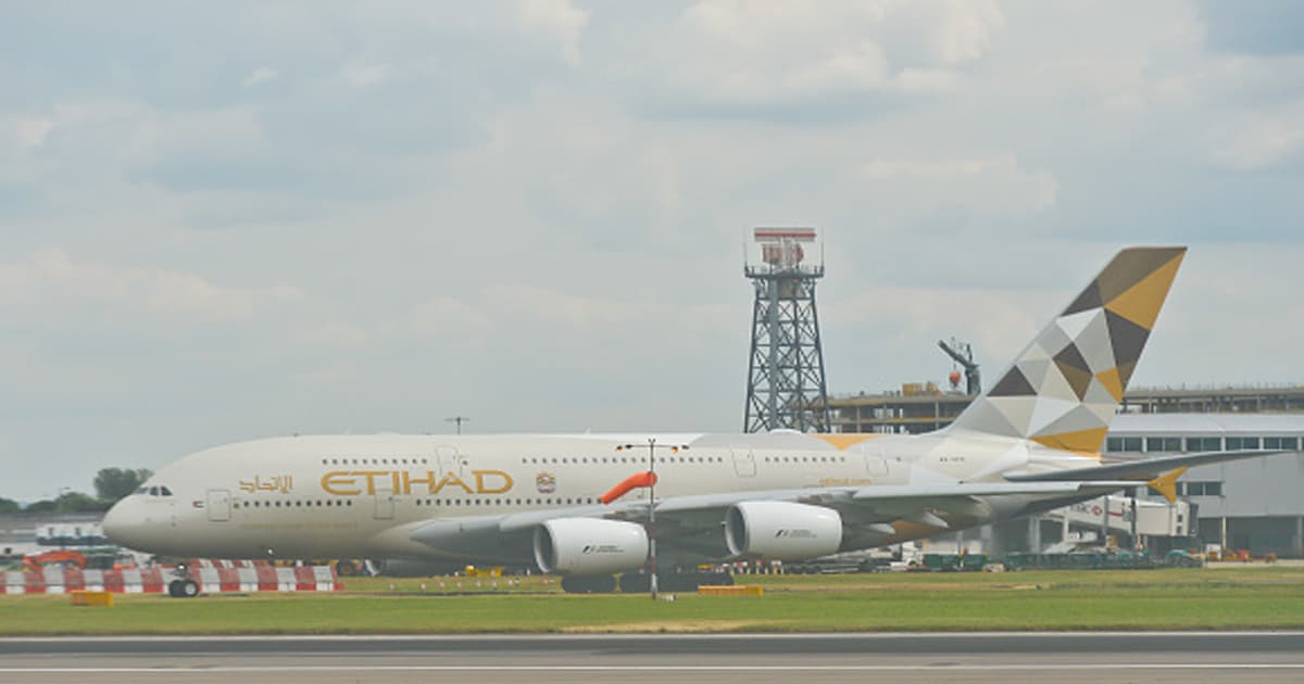 richest airlines a view of Etihad Airways plane, a flag carrier and the second-largest airline of the United Arab Emirates 