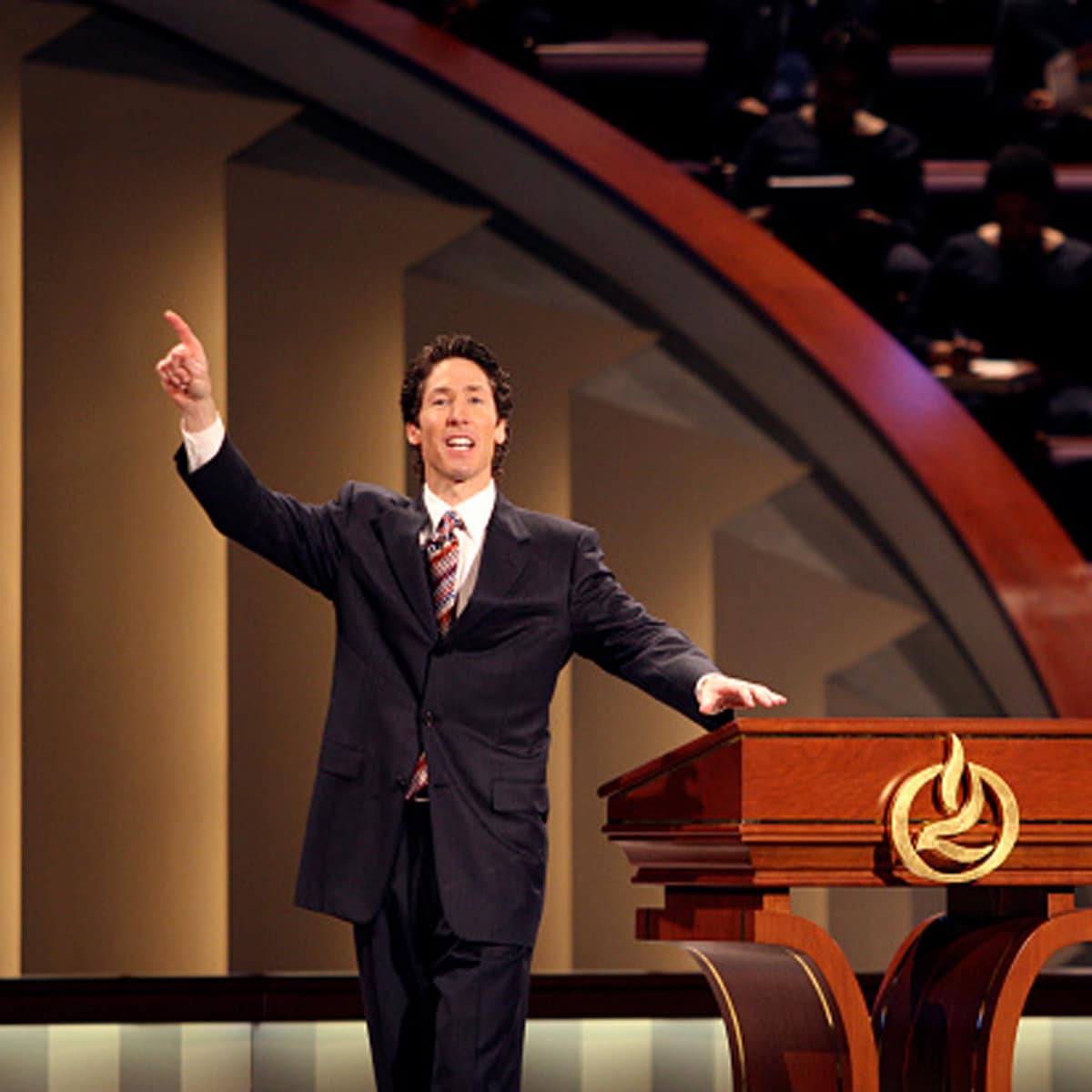 Pastor Joel Osteen preaches to some 25,000 people each week