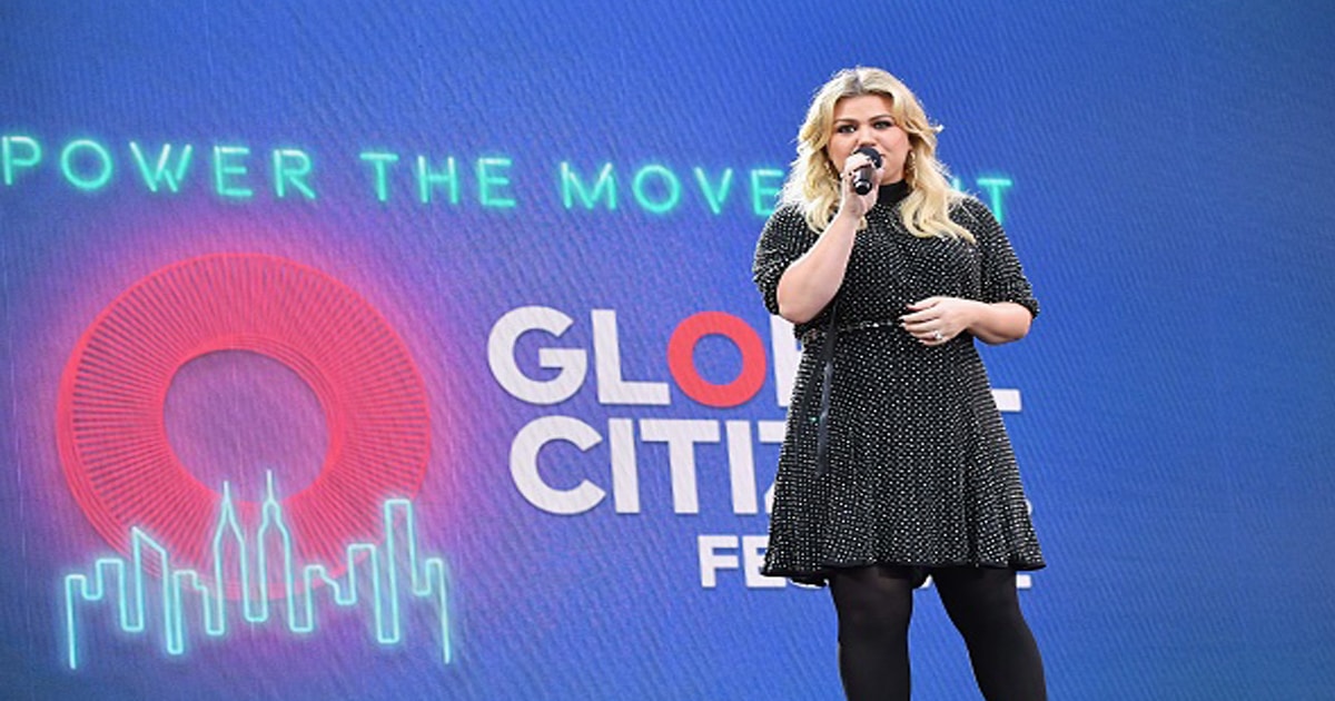 Kelly Clarkson speaks onstage at the 2019 Global Citizen Festival: Power The Movement
