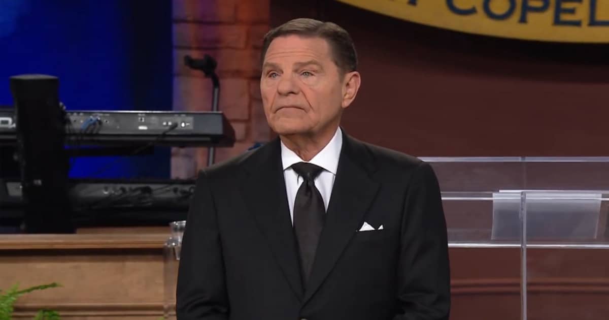 pastor kenneth copeland sits during speaking panel