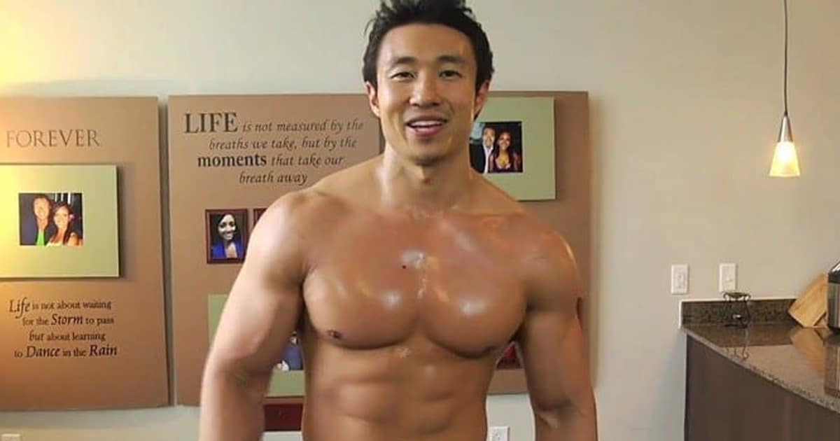 richest bodybuilders mike chang poses shirtless indoors