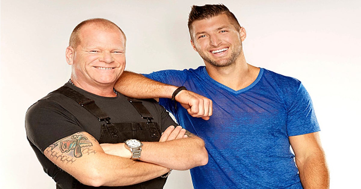 richest hgtv stars Professional contractor Mike Holmes and co-host former NFL player, Heisman Trophy winner and sports analyst Tim Tebow