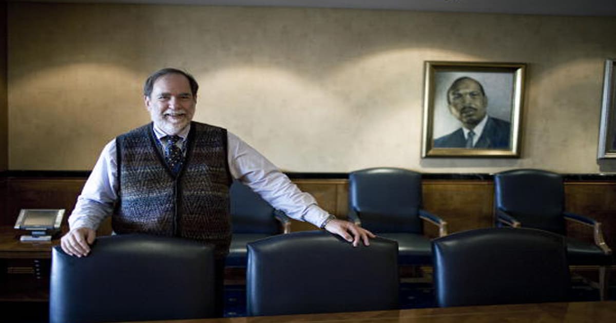 nicky oppenheimer stands in a De Beers boardroom on March 18, 2008