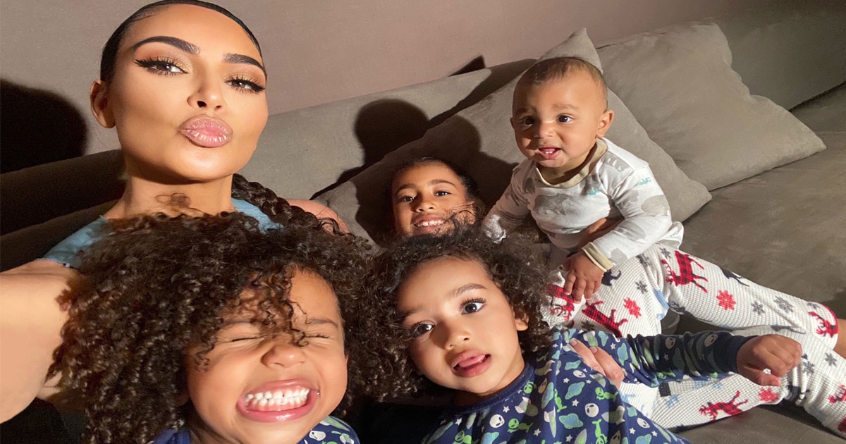 richest kids kim kardashian poses with her four children