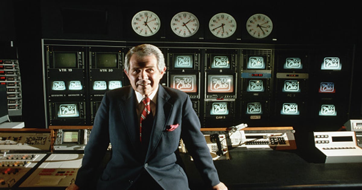 Pat Robertson poses in the control room for his 700 Club TV show