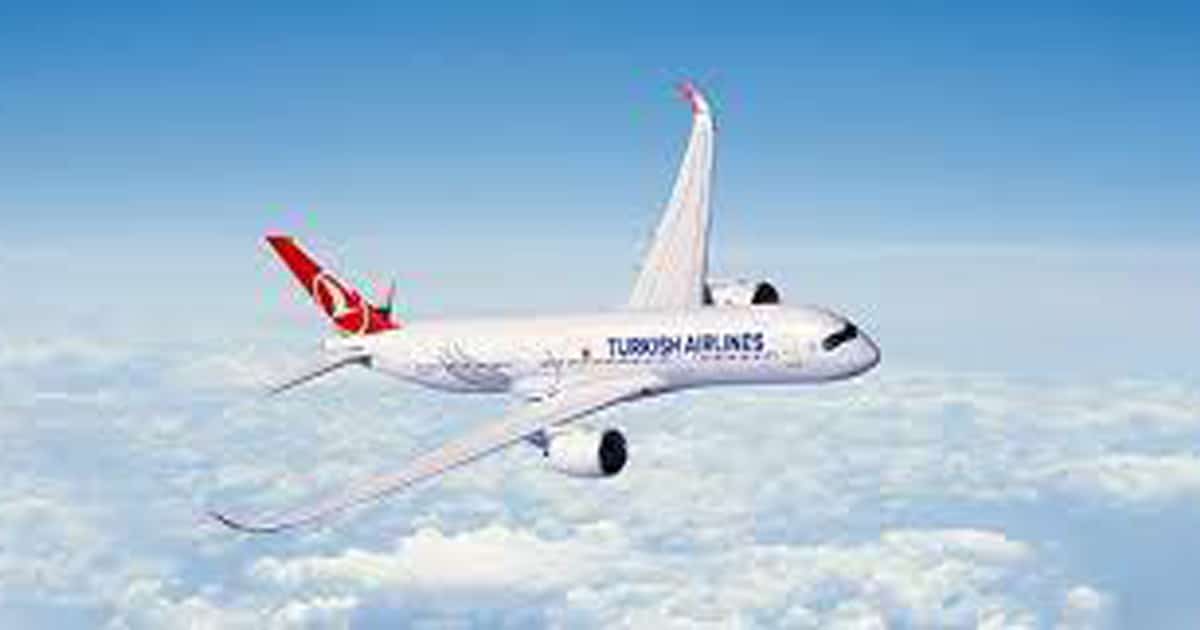 richest airlines turkish airlines plane mid flight in blue skies