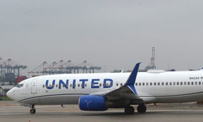 A United Airlines airplane takes off at Newark Liberty International Airport