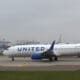 A United Airlines airplane takes off at Newark Liberty International Airport
