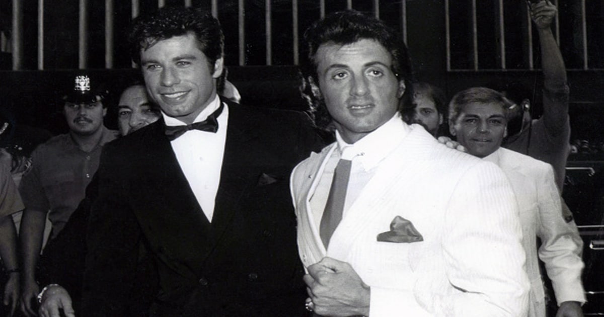 John Travolta and Sylvester Stallone circa 1980 in New York City