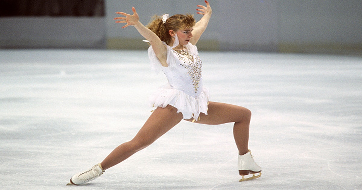 Figure Skater Tonya Harding of the United States competes in a figure skating competition circa 1992
